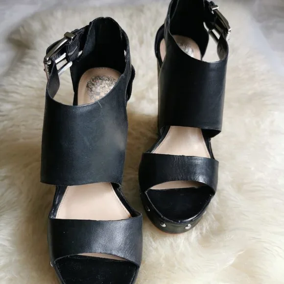 Vince Camuto MATTA Studded Platform Wedge - 2 Pairs available, Black and Tan - Picture 5 of 6